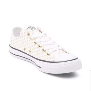 Converse Shoes - 🆕️NWT RARE White & Gold Polka Dots Converse Sz 12 Converse Shoes - 🆕️NWT RARE White & Gold Polka Dots Converse Sz 12